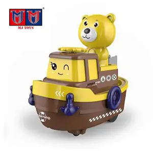 Custom Lovely Pressing Sliding Space Cute Animal Vehicle Ship Gift Press Flying Bear Inertia Pull Back Mini Car Toy For Children