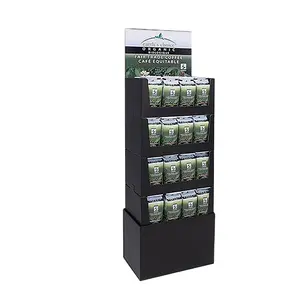 حامل عرض أرضي قابل للطي من الورق المقوى بتصميم عصري لعرض عبوات القهوة - Product Image 1