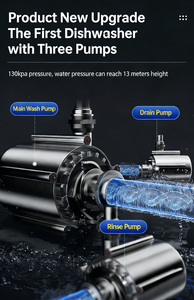 <span class=keywords><strong>Lave</strong></span>-<span class=keywords><strong>vaisselle</strong></span> automatique commercial autonome pour hôtels, cantines et restaurants - Acier inoxydable, capacité de 4 services - Product Image 5