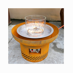 Brasero extérieur en acier Corten, grande brasero de jardin au gaz, brasero d'extérieur - Product Image 1