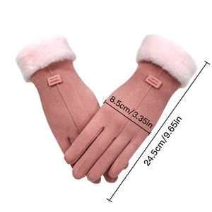 Gants d'hiver en laine pour l'extérieur, couleur unie créative, en velours de lapin, compatibles écran tactile, épais et chauds pour femmes - Vente en gros directe usine - Product Image 2
