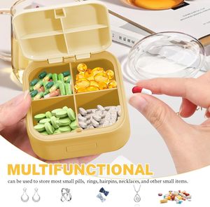 Custom Logo Portable Weekly Pill Organizer <b>Small</b> Square 4 Grids Medicine <b>Box</b> with 7 Day & 4 Times Plastic Travel <b>Box</b> - Product Image 6