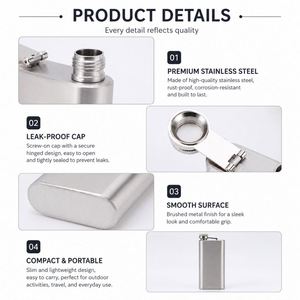 Gourde à liqueur en acier inoxydable portable de 140 ml (5 oz) avec logo personnalisé, idéale pour le camping, le whisky et les alcools - Product Image 4