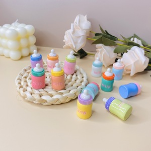 Miniature <b>Resin</b> Baby Bottle Ornament 3D Glossy Milk Pattern Home Decoration Accessory Round Plastic <b>Resin</b> <b>Craft</b> - Product Image 3