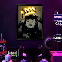 Enseigne néon personnalisable, art mural, peinture UV, décoration sur toile, illustrations halo lumineuses, idéal pour la décoration intérieure gothique et pop