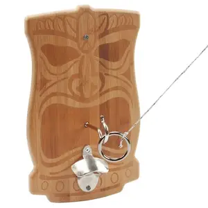 Tiki hook and ring toss gioco Tiki Face Bamboo Washer and Ring Toss