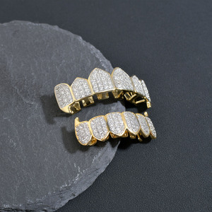 Grillz de Oro con Microincrustaciones de Zirconia Estilo Hip Hop, Joyería Unisex para Fiestas, Diseño Geométrico, Origen Yiwu YT4199 - Product Image 4