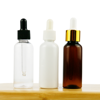 Flacon compte-gouttes en plastique transparent ambré vide de 10 ml, 30 ml, 50 ml pour emballage cosmétique, huile essentielle pour le visage, huile capillaire, parfum