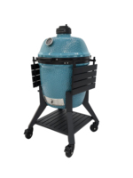 Barbecue au charbon de bois en céramique pliable Royal Kamado MK22Pro de 22 pouces avec fonction fumoir, chariot et design portable en fonte moderne