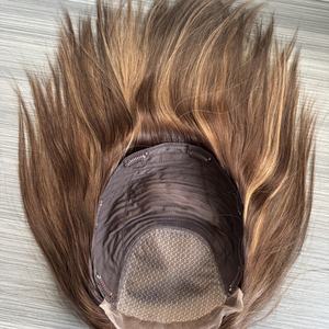 ท็อปเปอร์ผมแบบลูกไม้ด้านหน้าและแบบเย็บด้านหลัง สีน้ำตาลประกายบลอนด์อ่อน <span class=keywords><strong>ผม</strong></span>แท้ 100% จากยุโรป ไม่ผ่านการแปรรูป - Product Image 1