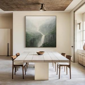 Peinture à l'huile abstraite réaliste de grandes montagnes vertes, neutre et douce, sur toile, faite à la main, pour décoration intérieure - Product Image 5