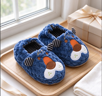 Chaussons chauds en peluche pour enfants, à enfiler, motif animal, semelle en caoutchouc, chaussures d'intérieur d'hiver pour garçons et filles