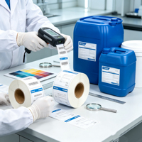 Étiquette personnalisée en vinyle brillant pour seau chimique, résistante aux solvants, aux UV et à l'eau, autocollante pour seau en plastique de 20 L