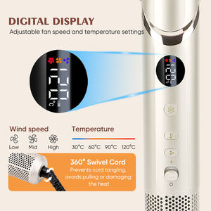 ONULISS <strong>Ionic</strong> Hot Air <strong>Brush</strong> 1400W Brushless DC Motor 8 in 1 Volumizing <strong>Hair</strong> Dryer Multistyler Curling Iron Professional Gold - Product Image 2