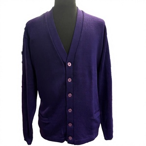 custom fraternity omega OPP <b>cardigan</b> sweater acrylic knitted V-neck purple men's sweater embroidery Greek letter button up front - Product Image 1