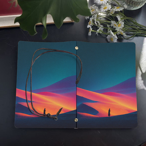 Cuaderno A6, regalo de Acción de Gracias para colegas que se trasladan a otras ramas con persona, dunas de arena del desierto, impresiones del cielo en el Co - Product Image 4