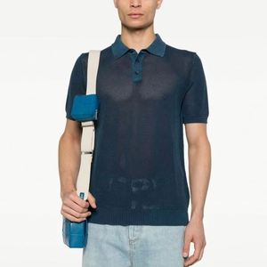 Nouveau fabricant de chandails personnalisés Chandail polo d'été en tricot au crochet à manches courtes en coton avec boutons pour hommes - Product Image 1