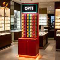 Présentoir en bois pour lunettes de soleil avec boîte lumineuse et logo personnalisé pour magasin d'optique