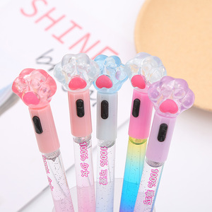 Stylo Gel Patte d'Ours en Cristal 0,5 mm, Encre Multicolore Lumineuse, Outil d'Écriture pour Étudiants et Bureau - Product Image 1