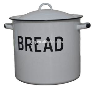 Dia 26cm Enamel Bread Box Storage Pot Potato Pot With Lid