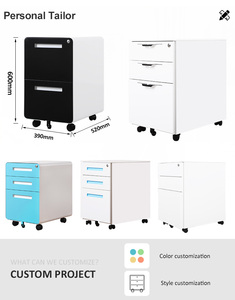 Pedestal móvil, muebles de oficina de acero, 2 cajones, archivador con cerradura, armario de almacenamiento, cajón móvil, IGO moderno - Product Image 3