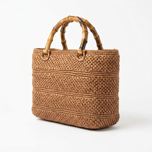 Sac à main en raphia tressé avec poignée en bambou, style décontracté pour femme, ouverture supérieure, durable, usage quotidien - Product Image 2