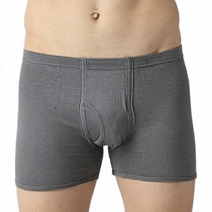 Boxer pour homme 100% Coton jetable respirant tricoté taille mi-haute couleur unie (Lot de 2) ODM-Noir/Bordeaux Tailles L - Product Image 3