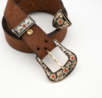 Cloxy – Lot de 3 boucles de ceinture en cuir 25/40 mm pour hommes et femmes, boucle de ceinture de cowboy, boucle de ceinture western à motif floral