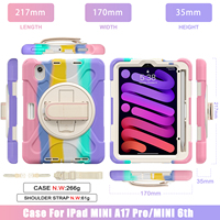 Casing Tablet Silikon Lembut Anti Benturan untuk Apple iPad Mini 6 /Mini 7 dengan Tali Bahu dan Penyangga Putar
