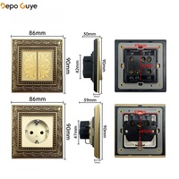 Interrupteurs et prises murales vintage rétro en acier inoxydable de luxe Depoguye, 4 prises, 2 voies, USB, EU/UK, 220V, décoratifs