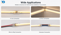 Connecteurs de bande LED transparents sans soudure à 2 broches de 8 mm pour bandes lumineuses COB SMD 12V 24V – Vente en gros
