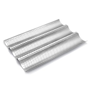 ถาดอบขนมปังบาแกตต์ฝรั่งเศส ทำจากเหล็กคาร์บอน รูปทรงโค้งมน รูปสี่เหลี่ยมผืนผ้า ใช้กับเครื่องล้างจานได้ สีเงิน - Product Image 2