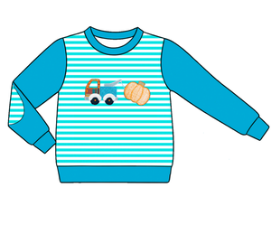 เสื้อยืดแขนยาวเด็กผู้ชายลายฟักทองรถบรรทุกสไตล์ใหม่สำหรับฤดูใบไม้ร่วง  คอลเลคชั่นใหม่สำหรับพี่น้อง - Product Image 3