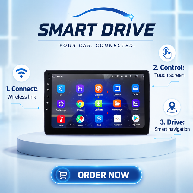 Meihua 10inch Touchscreen Android Car Stereo DSP Built-in GPS Android Auto CarPlay 2GB RAM + 32GB ROM OLED Display Dashboard