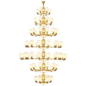 Jade And Copper Chandelier Multi Head Led <b>Light</b> For Living Room Home Decor - Product Image 3