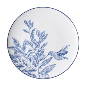 Fresh Blue Flower Decal Dinner Plate Ceramic <b>Dinnerware</b> Bone China Salad Dish Wedding Decor Charger Plate Dishwasher Available - Product Image 1