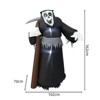 Squelette gonflable noir d'Halloween avec lumière LED pour décoration de scène de fête d'horreur en extérieur, modèle gonflable