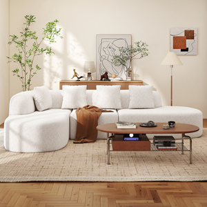 Sofá Modular Convertible sin Estructura, Diseño de Nube, Relleno de Esponja, Sofá Cama de Terciopelo, para Apartamento o Escuela - Product Image 1