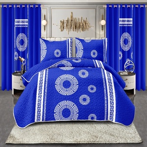 Sang trọng 9pcs kích thước đầy đủ bộ đồ giường thiết lập in bedspread với phù hợp với rèm cửa gối trường hợp điền Quilt <span class=keywords><strong>Comforter</strong></span> - Product Image 1