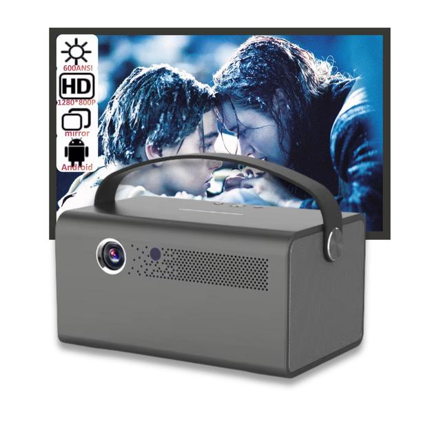 V7 Pro Portable Projector,Built-in 15600mAh Battery,Laser Autofocus,HDR10,Dual Speakers for Outdoor Camping & Home Movie