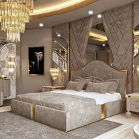 Ensemble de lit Queen Size italien, mobilier de chambre à coucher de luxe, lits d'hôtel italiens de luxe, cadre de lit King Size de luxe, lit double moderne