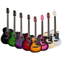 Gitar Akustik Aiersi Harga Grosir 39 Inch Cutaway 6 Senar Berbagai Warna untuk Pelajar