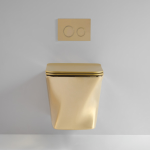 Sản phẩm mới vàng Tường treo nhà vệ sinh gốm <span class=keywords><strong>P</strong></span>-trap washdown không có vành sang trọng vàng treo tường phòng tắm <span class=keywords><strong>WC</strong></span> vuông nhà vệ sinh bát - Product Image 3