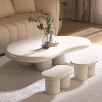 Table basse moderne nordique incurvée extensible avec rangement, design irrégulier, mobilier fantastique