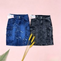 Jupe en jean taille haute pour petites filles, style coréen, avec strass et poches cargo, 5,45 $ ZT003, pour les 2-5 ans