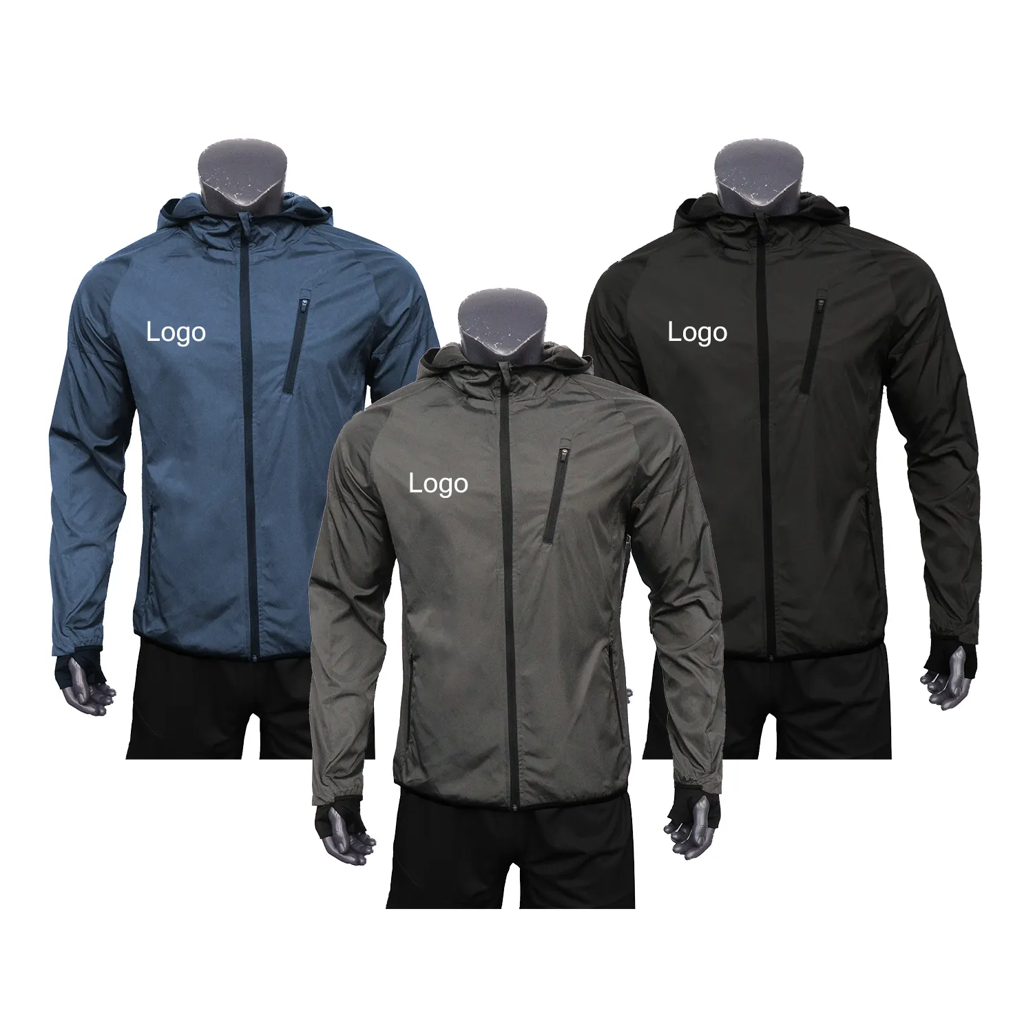 custom wholesale new design waterproof windbreaker woven artwork fashion professional comfortable mens running jacket