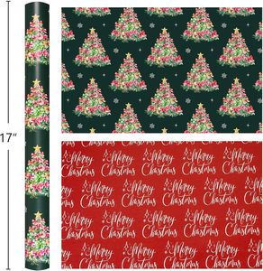 Christmas <b>gift</b> wrapping paper Original <b>bow</b> shaped Christmas tree design Double sided printed with Merry Christmas Customizable - Product Image 2