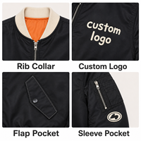 Blouson Bomber Homme Marque Privée Rétro Noir avec Contraste Côtelé Style Streetwear Doublure Orange Style Baseball Zippé