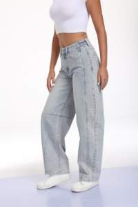 2026 Light Blue <b>Women</b> Washed Straight Denim Jeans with Whiskers Fashion <b>Trousers</b> <b>for</b> <b>women</b> - Product Image 3