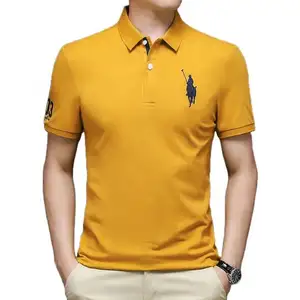 夏季男士商务休闲服刺绣马球衫时尚品牌高尔夫衬衫大马标志短袖上衣